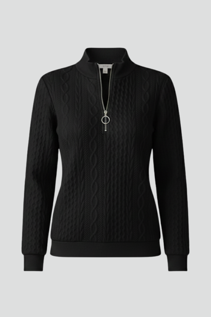 Women's Zip-Collar Sweater – Ribbed Slim-Fit Turtleneck