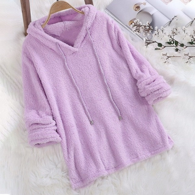 Women’s Fleece-Lined Hoodie with Hood and Drawstring