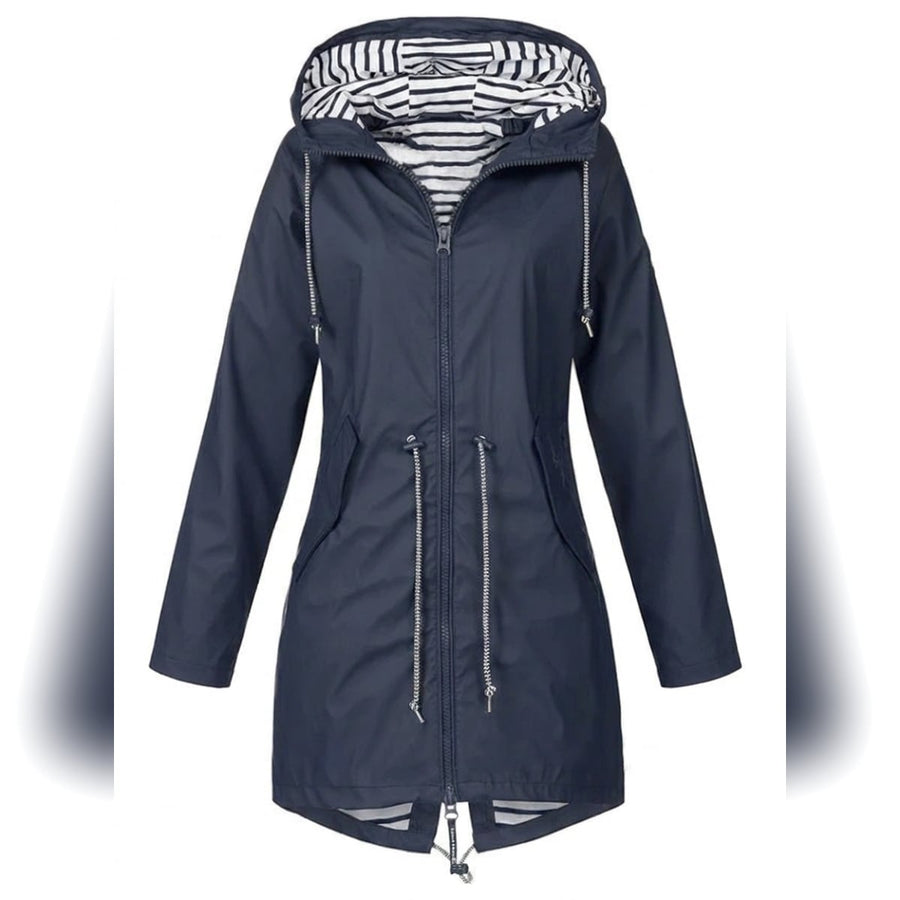 Women's Hooded Raincoat – Long Water-Repellent Jacket, Relaxed Fit