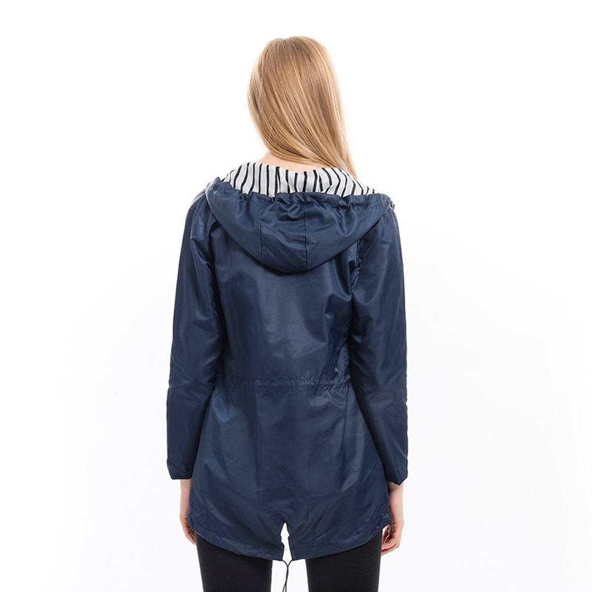 Women's Hooded Raincoat – Long Water-Repellent Jacket, Relaxed Fit