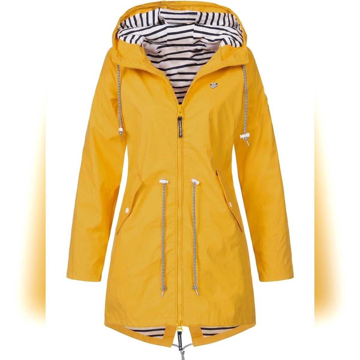 Women's Hooded Raincoat – Long Water-Repellent Jacket, Relaxed Fit