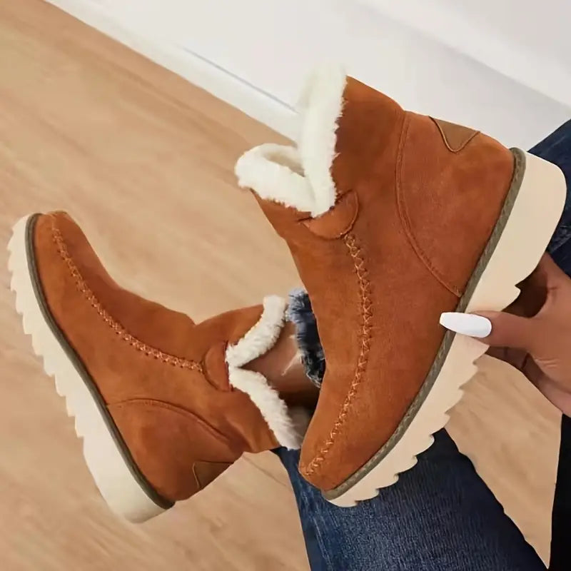 Women's Suede-Effect Ankle Boots – Lined Winter Boots