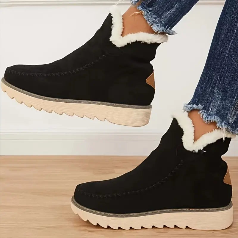 Women's Suede-Effect Ankle Boots – Lined Winter Boots