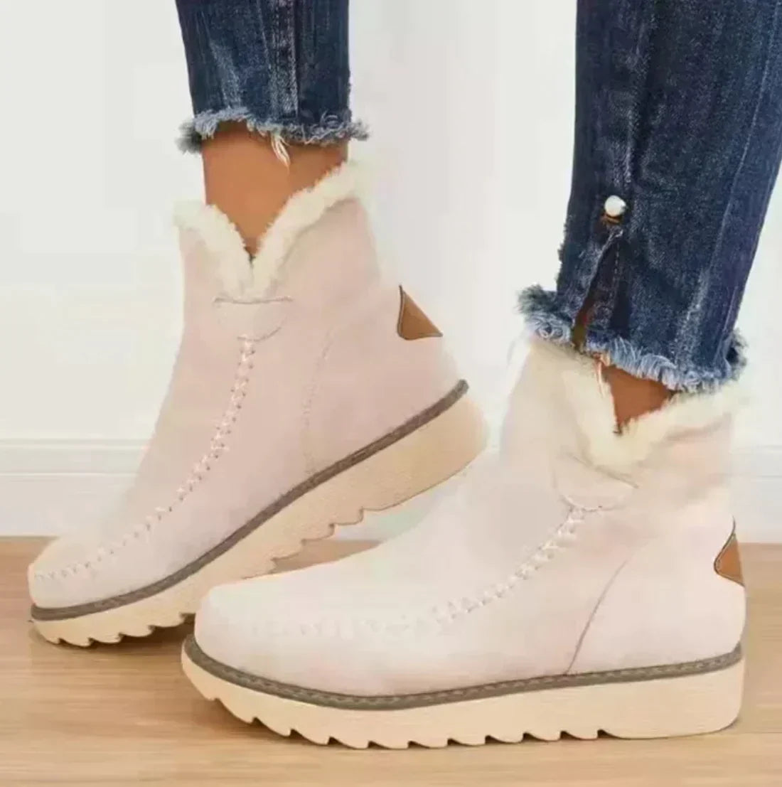 Women's Suede-Effect Ankle Boots – Lined Winter Boots